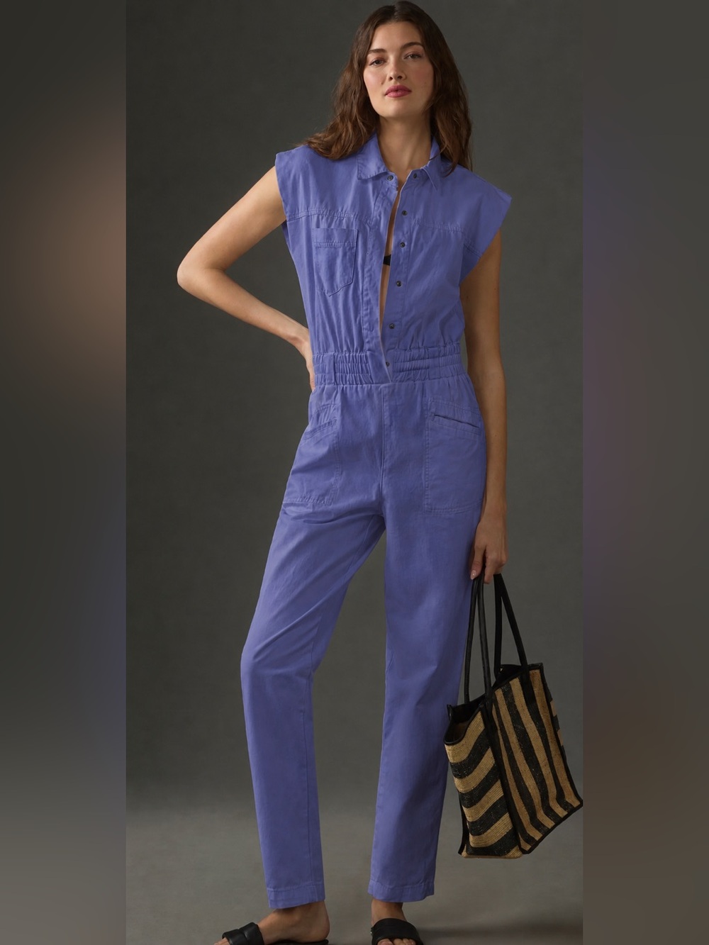 Pistola Rosie Cinched Waist Jumpsuit Blue Iris Size Small NWT Utility